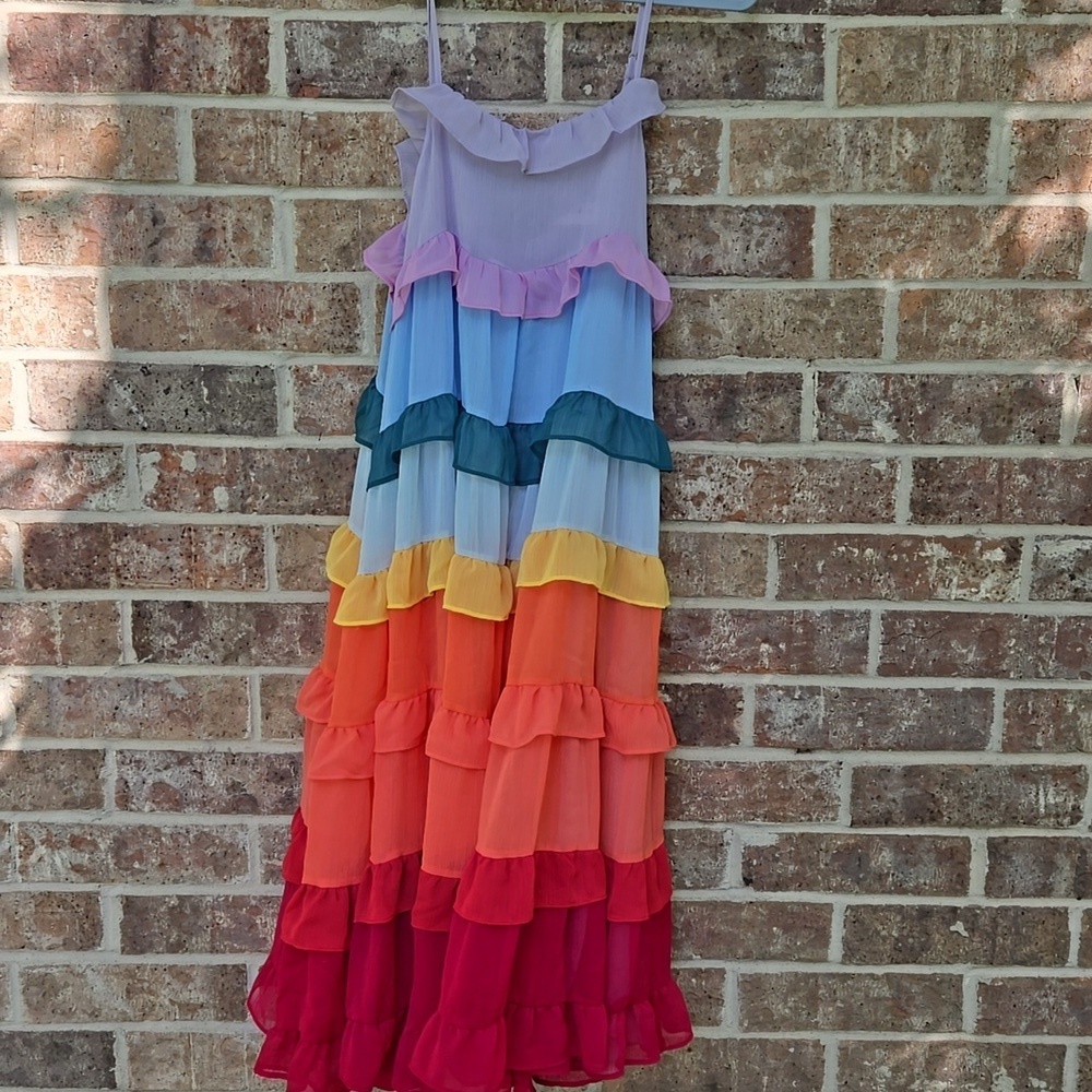 Storia Color Me Pretty Ruffle Tiered Midi Dress size S - Picture 4 of 6